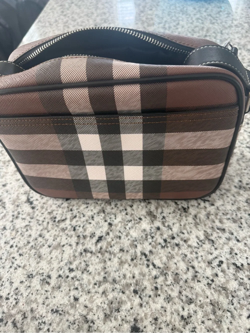 Burberry Brown and Black Check Messenger Crossbody